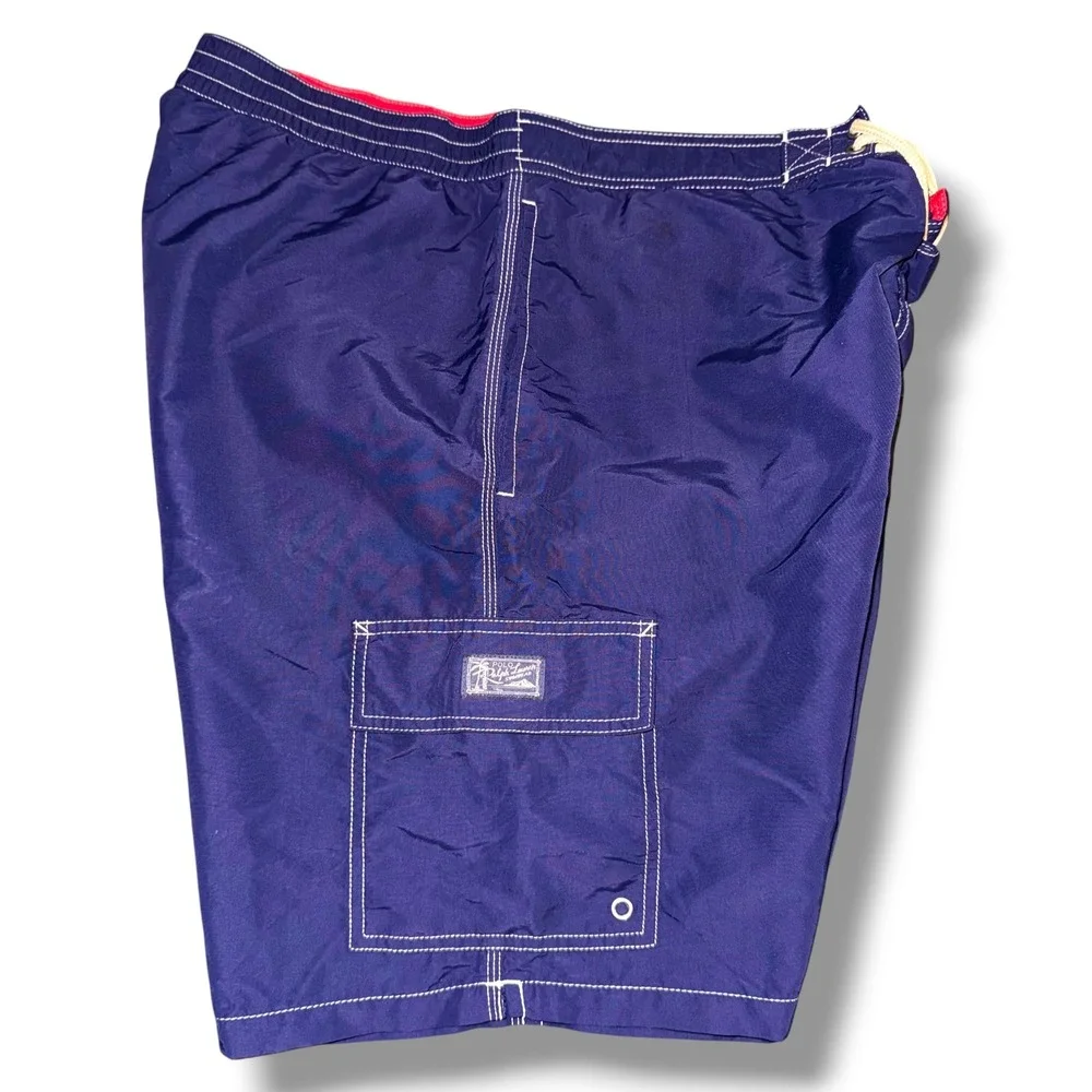 Polo Ralph Lauren‎ Swim Trunks Men XL Navy Blue Cargo Pocket Contrast Stitching